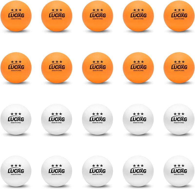 LUOXG Ping Pong Balls, Ping Pong Balls 20 Pack, 3 Star Table Tennis Balls, Suitable for Beginners and Professionals (Orange+White) - Image 1